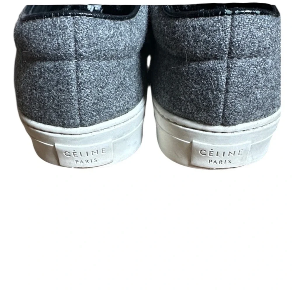 Celine Paris Grey Felt Wool Slip On Sneakers‎ Leather Lined Womens Size 39 - Picture 4 of 9